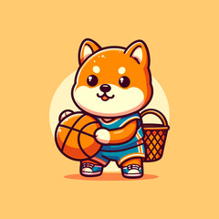 Cheerful Dog Shooting Hoops Graphic