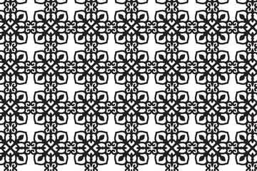 Geometric floral  of seamless patterns. White and black vector backgrounds. Simple illustrations.