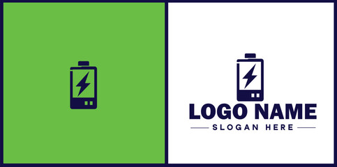 Battery logo icon vector for business brand app icon power charging bolt electric recharge battery logo template