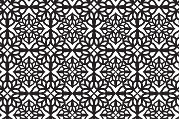 Arabic seamless pattern with arabic and islamic ornament big set on black background	