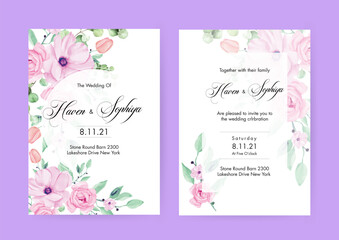 wedding invitation floral marriage invitation elegant wedding card with beautiful floral and leaves template