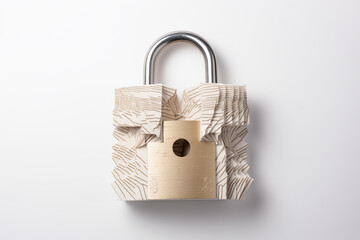 Paper Padlock: Security Concept on White Background