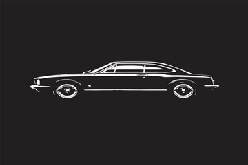 black and white vector image of car isolated on background. one side view of car outlines car vector