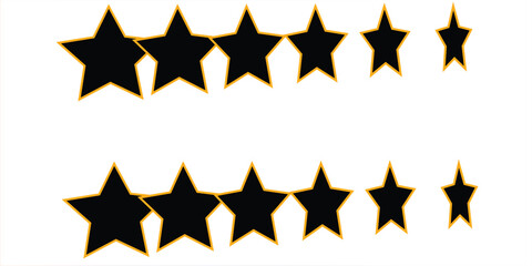 Round, black banner with polygonal frame, decorated with gold and black stars on light background.