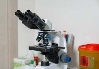 Fototapeta na wymiar Close up picture of microscope in the laboratory