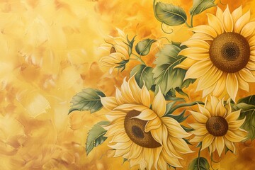 A tapestry of sunflower-inspired designs unfolds against a warm, mustard-colored backdrop, infusing the scene with culinary elegance.