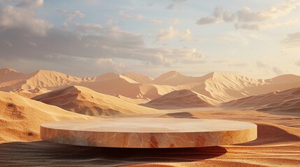 3D render podium of The Sahara Desert, Africa - The largest hot desert in the world.Granite Material - obrazy, fototapety, plakaty