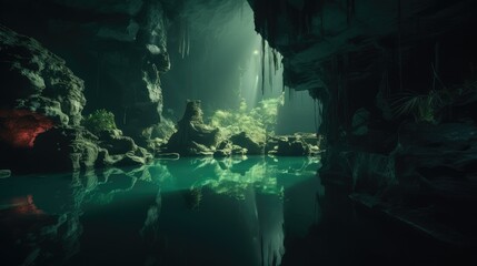 lake in the cave. Generative AI