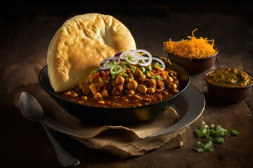 Mouthwatering chole bhature. Generative AI