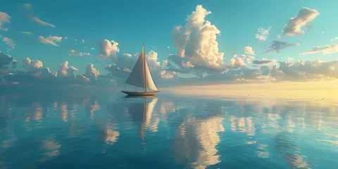 Fotobehang Serene Sailboat Voyage Through the Realm of Boundless Creativity and Imagination © Thares2020