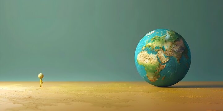 Globe Character Spinning Towards New Perspectives and a World of Wonder in a D Rendered Digital