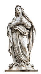 Fototapeta na wymiar The Virgin Mary as a statue, isolated on a transparent background