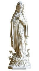The Virgin Mary as a statue, isolated on a transparent background