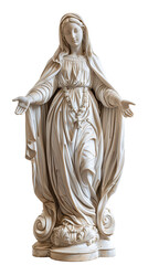 The Virgin Mary as a statue, isolated on a transparent background
