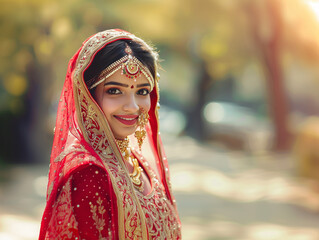 Portrait of beautiful indian bride.