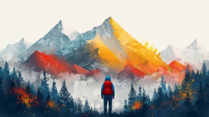 Poster A man in mountains on a hiking tour © senadesign