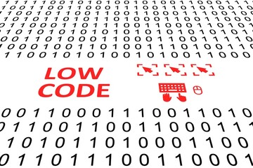 LOW CODE concept binary code 3d illustration