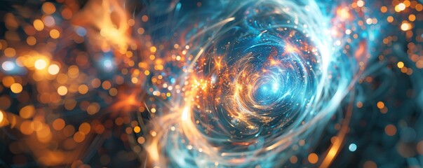 Quantum computing visualized as a cosmic event - obrazy, fototapety, plakaty
