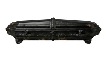 A black wooden coffin, isolated on a transparent background
