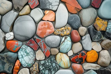 Zelfklevend Fotobehang Colorful stones arranged in a creative pattern, highlighting artistic expressionใ © Nattadesh