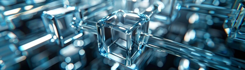 The solidity of blockchain technology visualized as a crystal lattice - obrazy, fototapety, plakaty