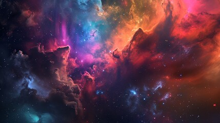 Magnificently vibrant galaxy featuring stunning rainbow colors - obrazy, fototapety, plakaty