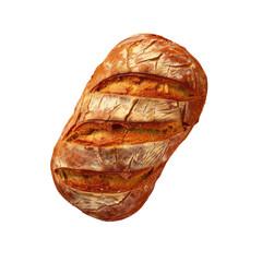 Loaf of bread on a transparent background made of natural material