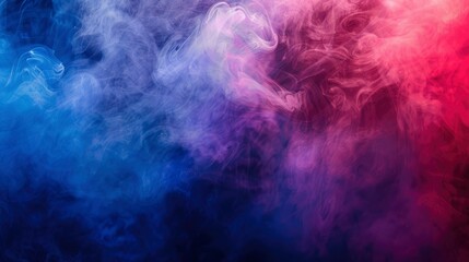 Obraz na płótnie Canvas Dramatic smoke and fog in contrasting vivid red, blue, and purple colors. Vivid and intense abstract background or wallpaper - generative ai