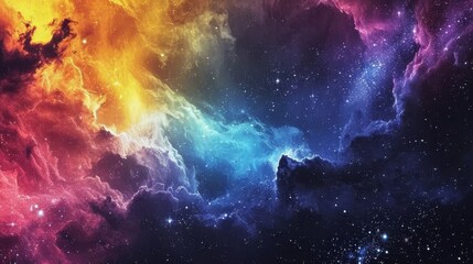 Radiantly colorful galaxy with mesmerizing rainbow colors - obrazy, fototapety, plakaty