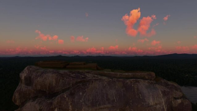 Sunset drone shot of Sigiriya Ruins. Sri Lanka