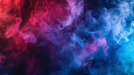 Fototapeta na wymiar Dramatic smoke and fog in contrasting vivid red, blue, and purple colors. Vivid and intense abstract background or wallpaper - generative ai