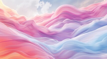 Obraz premium A surreal, calming texture resembling a pastel dreamscape, with slowmoving clouds and soft light, designed to soothe and engage viewers in wellness apps
