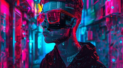 A surreal, digital artwork combining elements of goth and grunge with neon accents and sticker art, creating a vibrant, glitchinfused tribute to the iconic styles of the 90s and Y2K - obrazy, fototapety, plakaty