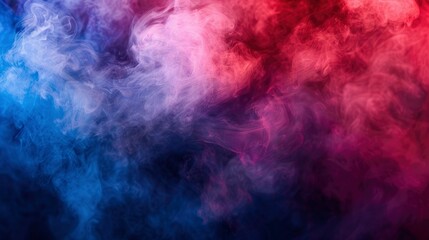 Fototapeta na wymiar Dramatic smoke and fog in contrasting vivid red, blue, and purple colors. Vivid and intense abstract background or wallpaper - generative ai