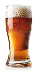 A cold, delicious glass of beer is what you need after a hot day at work. Isolated on white background Generative AI