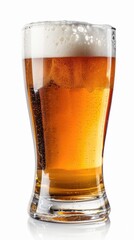 A cold, delicious glass of beer is what you need after a hot day at work. Isolated on white background Generative AI