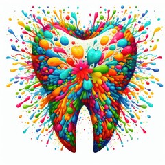 Isolated Colorful Tooth on a Clear PNG Canvas, Generative AI