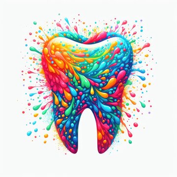 Isolated Colorful Tooth on a Clear PNG Canvas, Generative AI