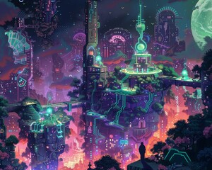 Digital realms and sci-fi dreams merge in a landscape where every pixel tells a story of possibility
