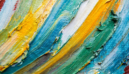 Fragment of multicolored texture painting. Abstract art background. oil on canvas. Rough brushstrokes of paint. Closeup of a painting by oil and palette knife. Highly-textured, high quality details.