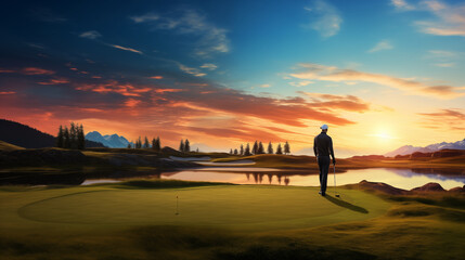 Fototapeta na wymiar Golf background, competition moment, photo shoot