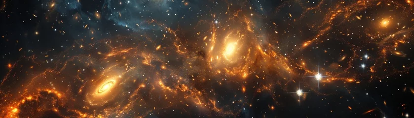 Fotobehang Galaxy cluster as a symphony of light © WARIT_S