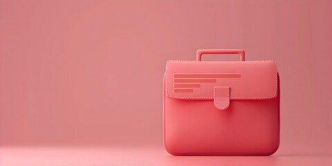 Minimalist Pink Leather Briefcase with Checklist Envelope for Administrative Organization and Document Storage