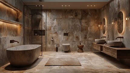 Bathroom with stone and wood