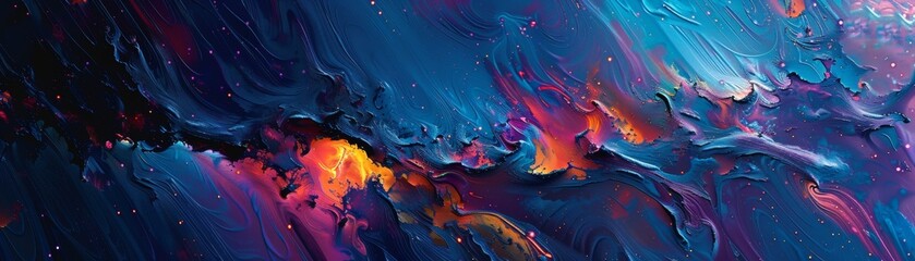 Galaxy clusters painted in broad strokes of neon - obrazy, fototapety, plakaty