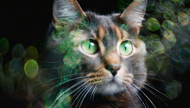 Generated image of a cat double exposure