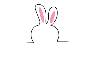Vector rabbit ears vector one-line continuous drawing illustration. Hand-drawn bunny hare linear silhouette icon. Minimal design, outline print, banner, card, poster, brochure, logo, product packaging