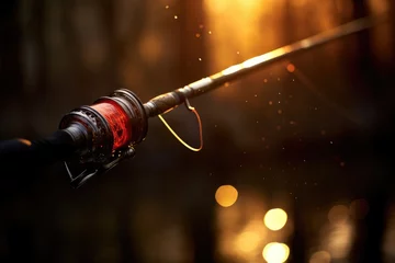 Tuinposter Fishing Rod Details: Capture the details of a fishing rod. © OhmArt