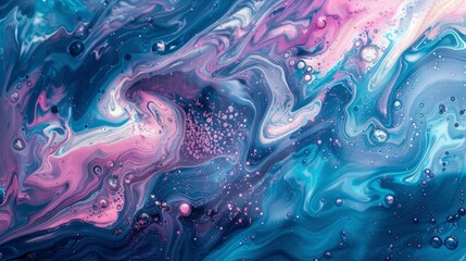 Beautiful abstraction of liquid paints in slow blending flow mixing together gently - generative ai