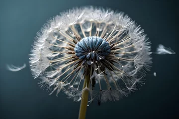  A monochromatic close-up of a dandelion seed, highlighting its intricate texture and form in exquisite detail  © Ariyan